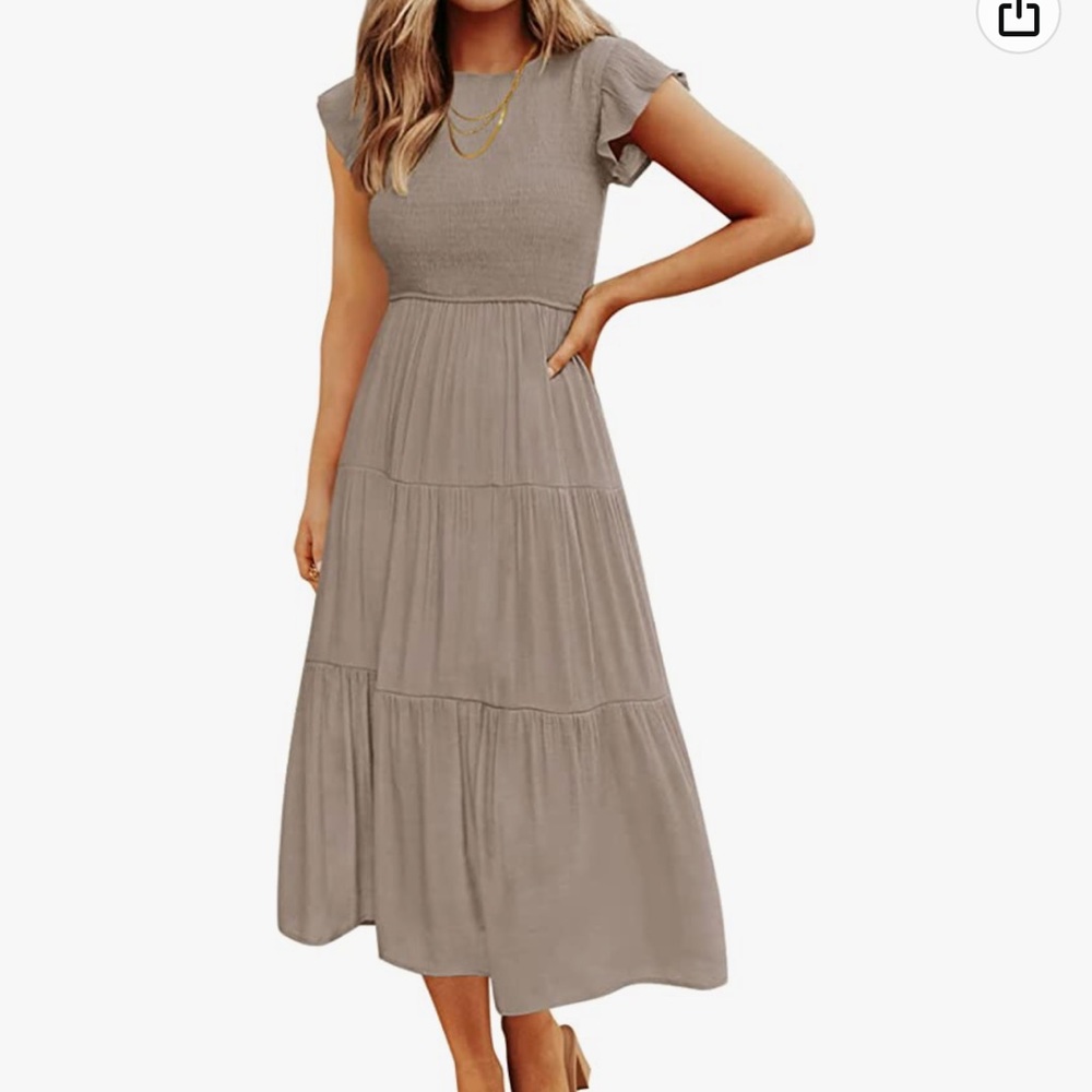 Smocked tiered midi dress